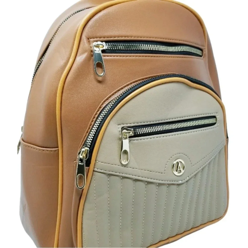Brown and Khaki Large Backpack purse
